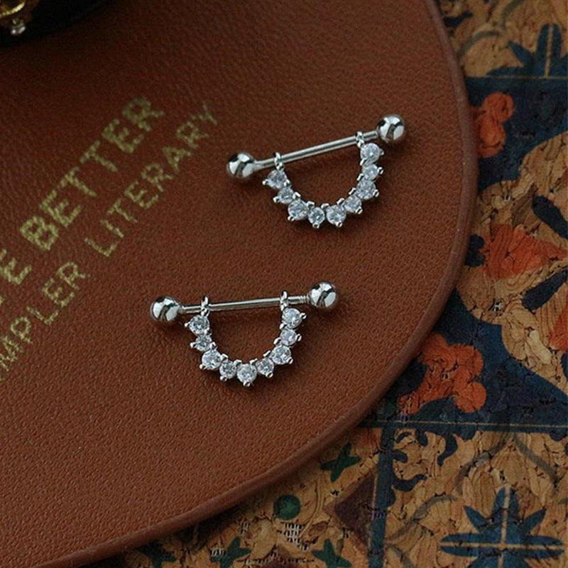 Women's Buckle Ear Bone Niche Design Senior Cold Style Rhinestone Stud Earrings