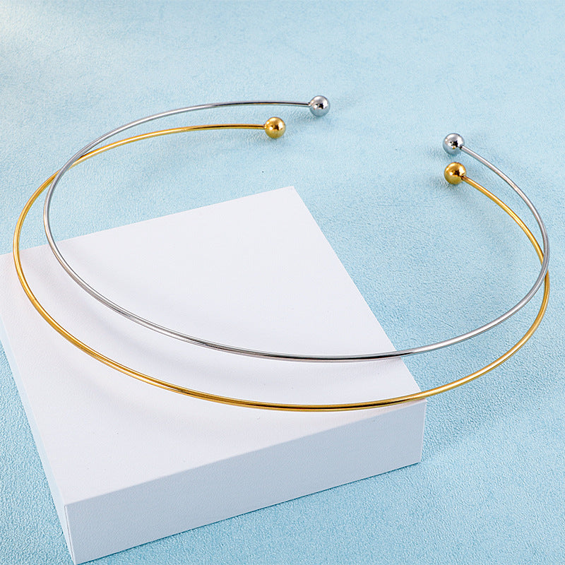 Women's Shaped Titanium Steel Simple Stylish Opening Collar