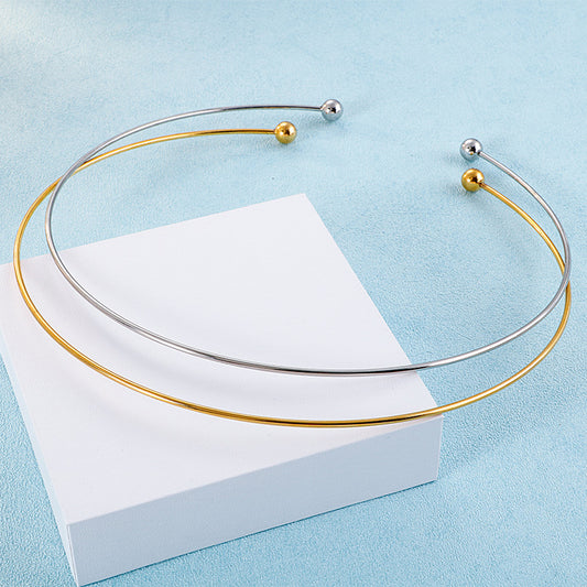 Women's Shaped Titanium Steel Simple Stylish Opening Collar