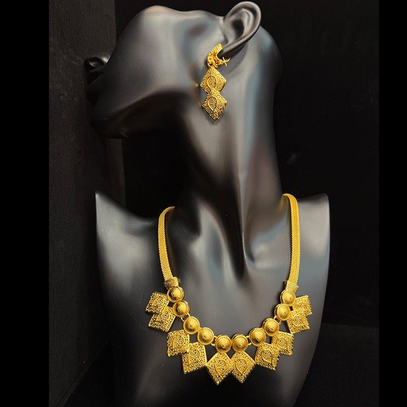 Gold Plated Female Bridal Wedding Imitation Jewelry Set
