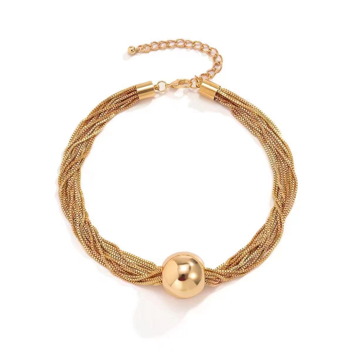 Chain Twin Simple Niche Geometric Ball Necklace