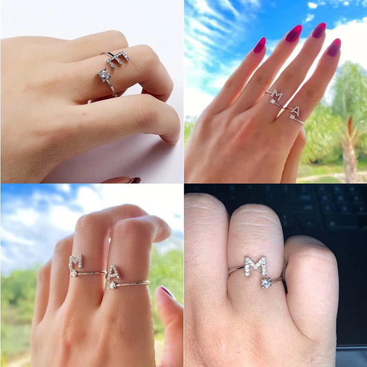 Trendy Glamorous English Letters Opening Adjustable Rings