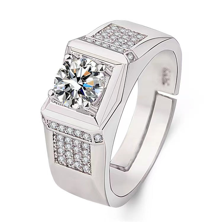 Men's Source Moissanite Open Mouth Man's Domineering Opening Adjustable Ring