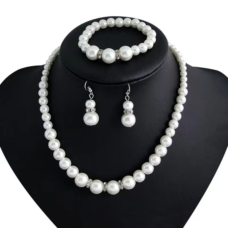 Fashion Pearl Three-piece Light Luxury Minority High Necklace