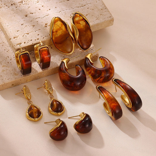 Women's Coffee Color For Light Luxury Temperament High Sense Earrings