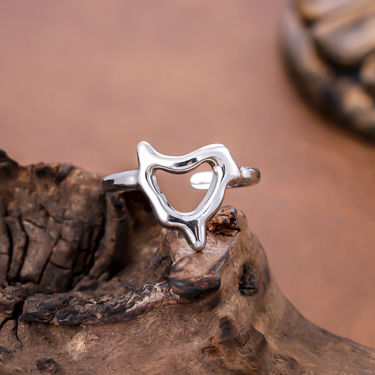 Liquid Shaped Love Heart-shaped Sweet Fairy Style Small Open Stainless Ring