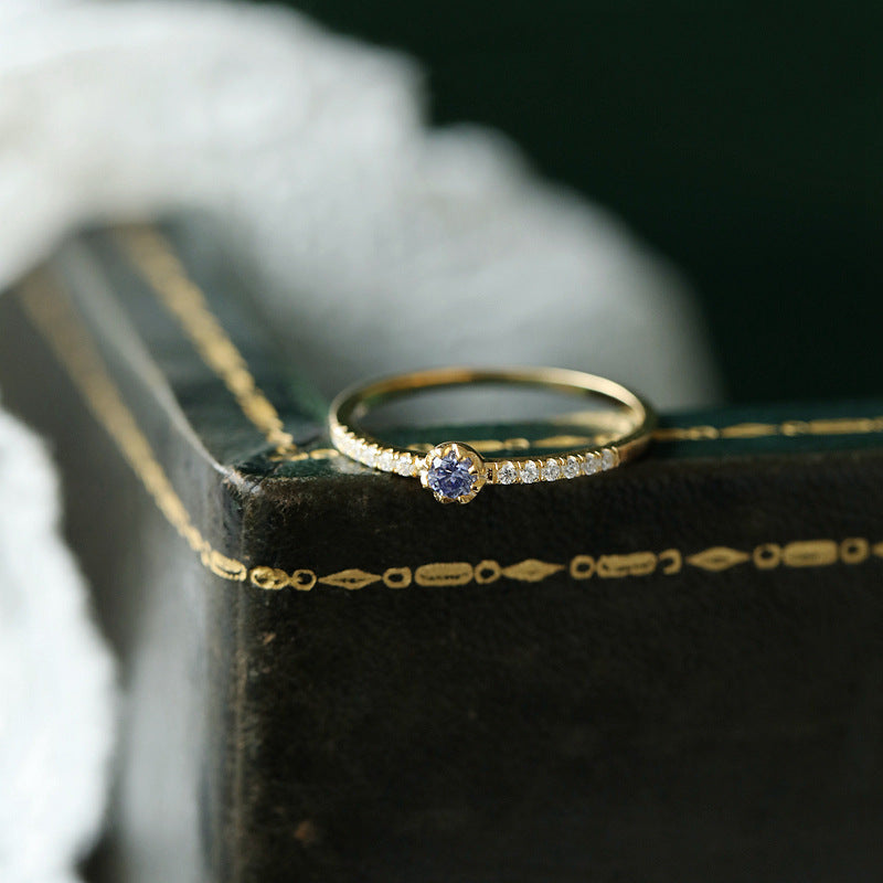 Phantom Blue Row Diamond Female Affordable Luxury Fashion Niche Rings