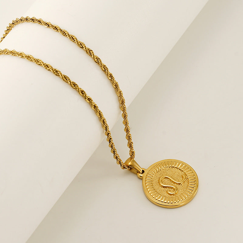 Round Constellation Female Twee Titanium Steel Necklaces