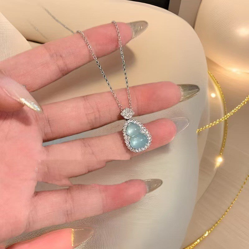 High Ice Chalcedony Buddha Titanium Steel Female Clavicle Necklaces