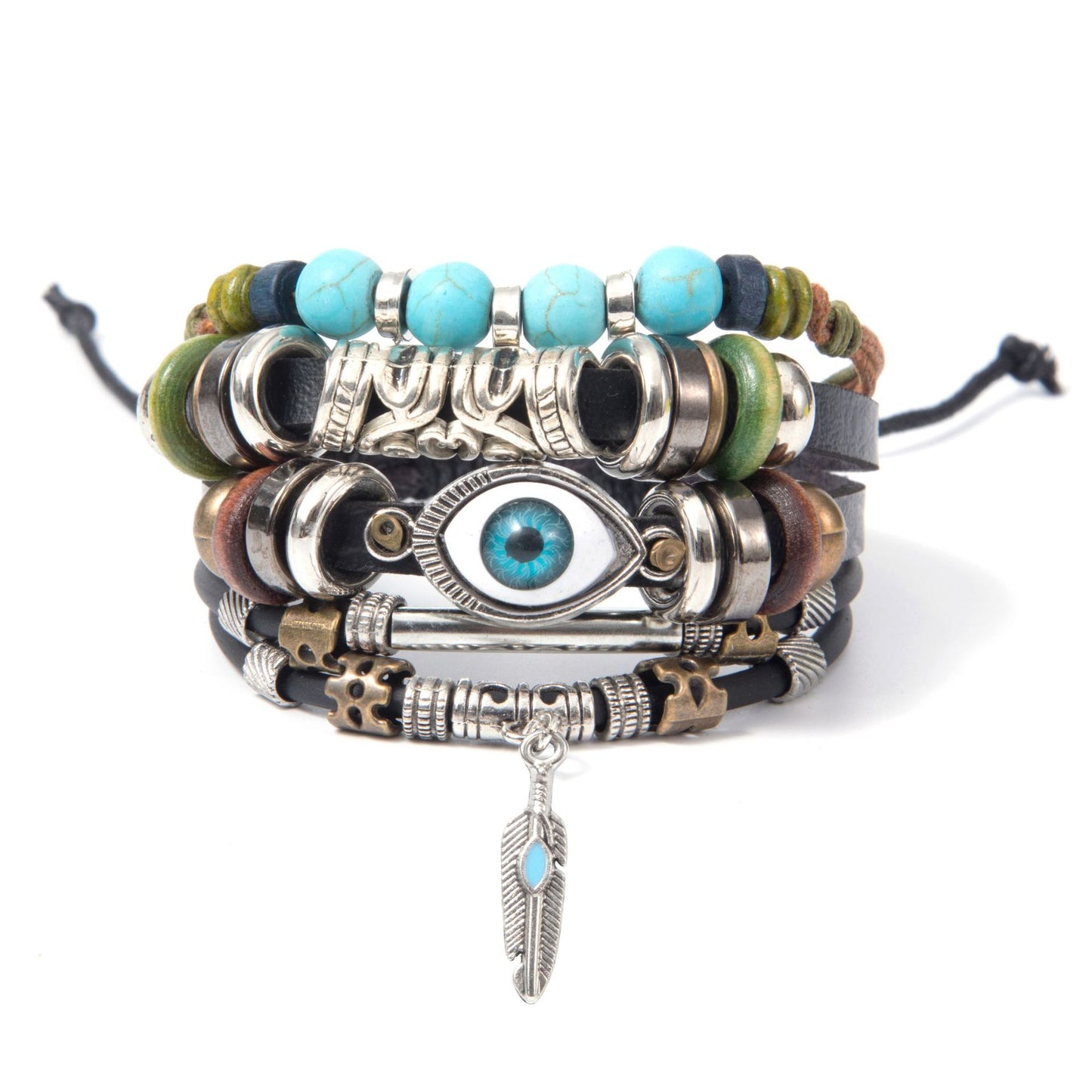 Vintage Turquoise Devil's Eye Leather Trend Bracelets