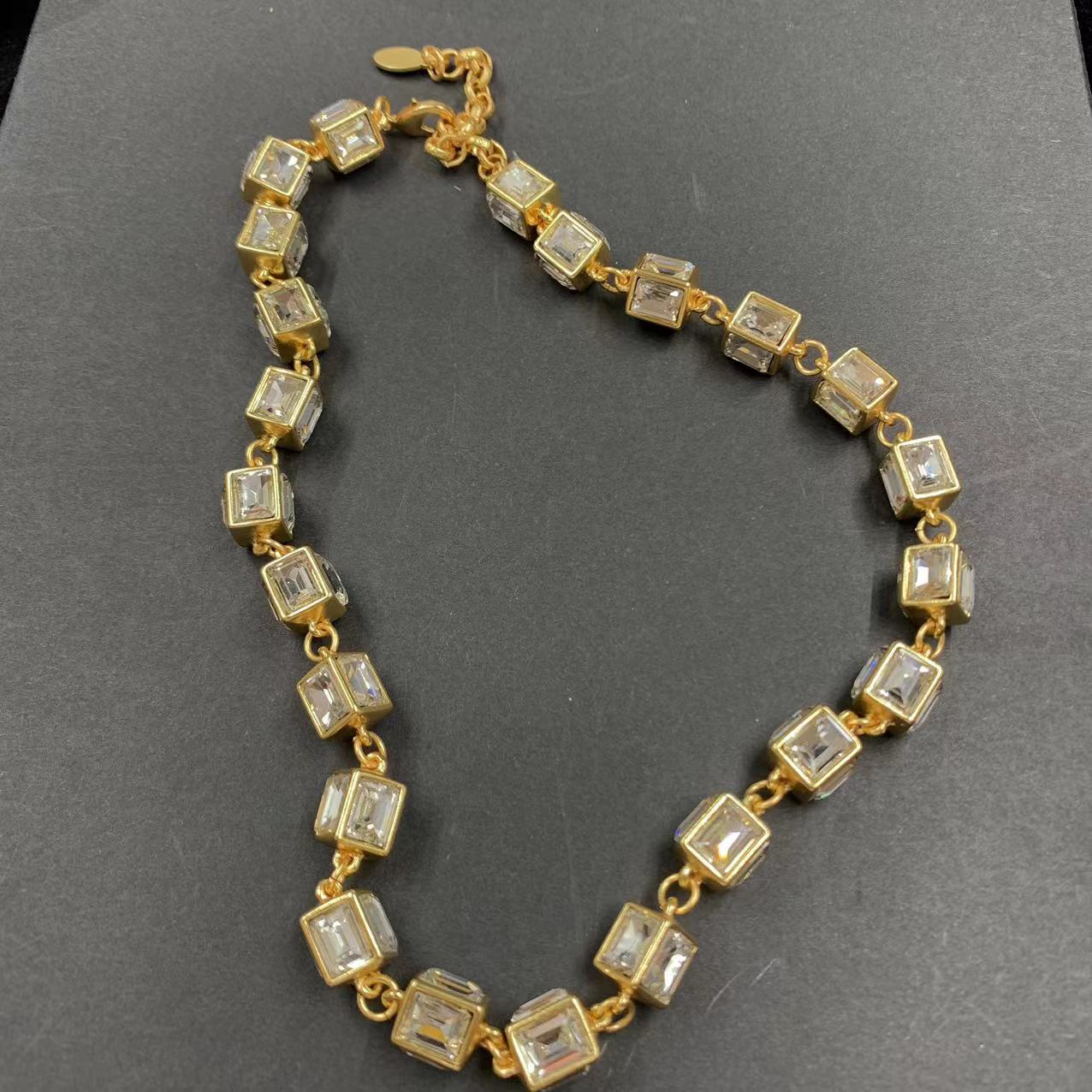 Electroplated Real Gold Bamboo Rectangular Cut Necklaces