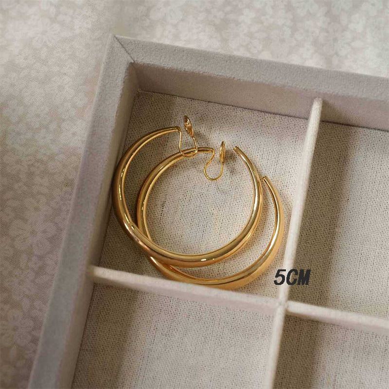 Women's High-grade Style Beautiful Circle Metal Large Simple Round Ear Earrings