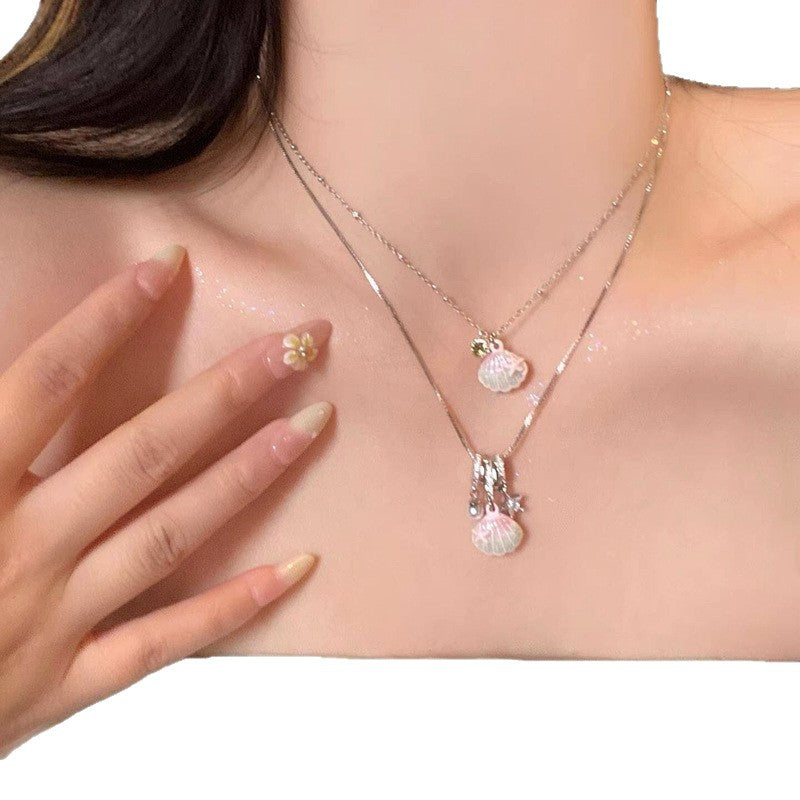 Diamond Dripping Shell Simple Fashion Summer Seaside Sweet Girlish Style Necklace
