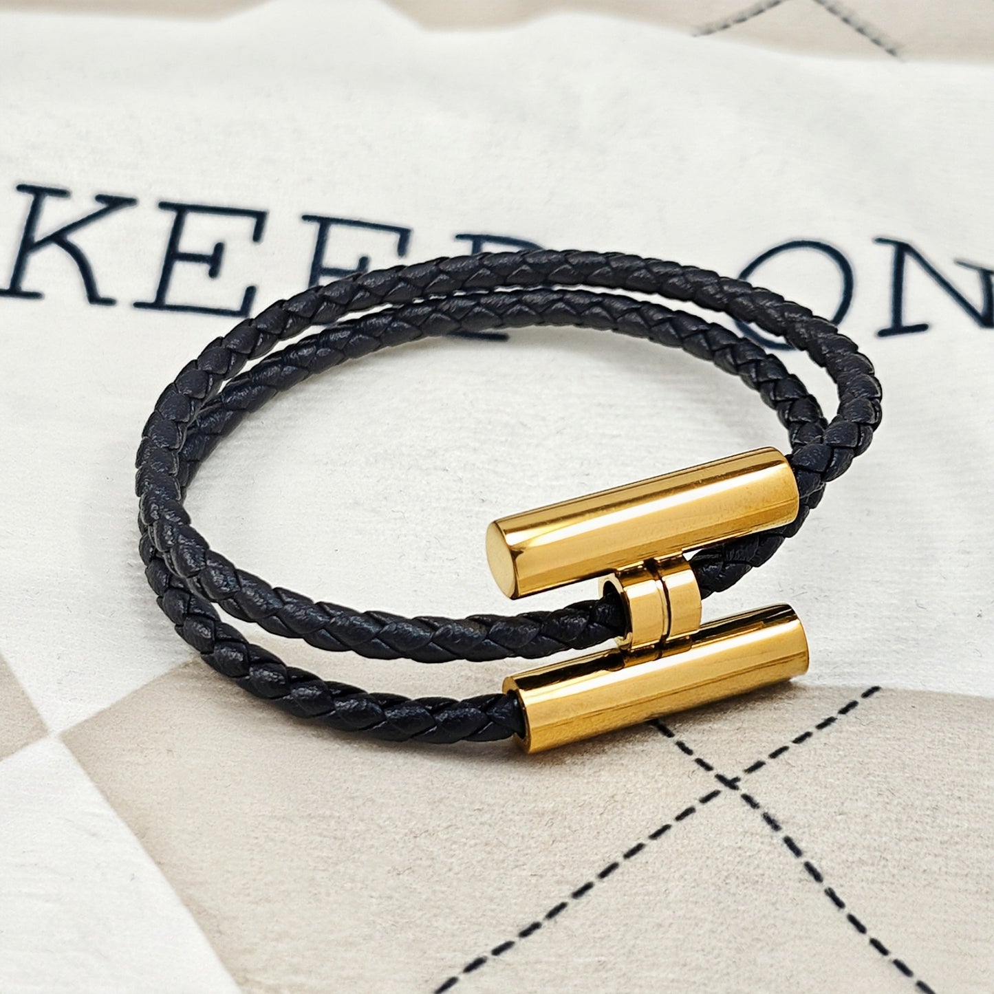 Women's & Men's Steel Leather Rope Woven Hand Strap Bracelets