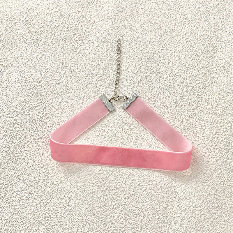 Burgundy Veet Collar Retro Simple Female Clavicle Chain Necklace