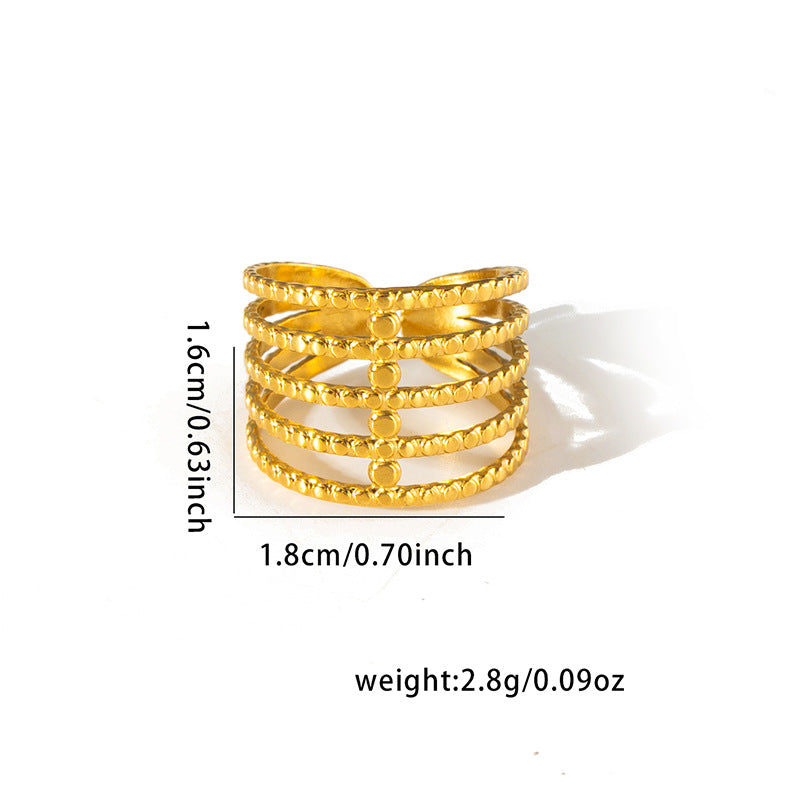 Women's Line Hollow Heart Snake-shaped Design Gold Rings