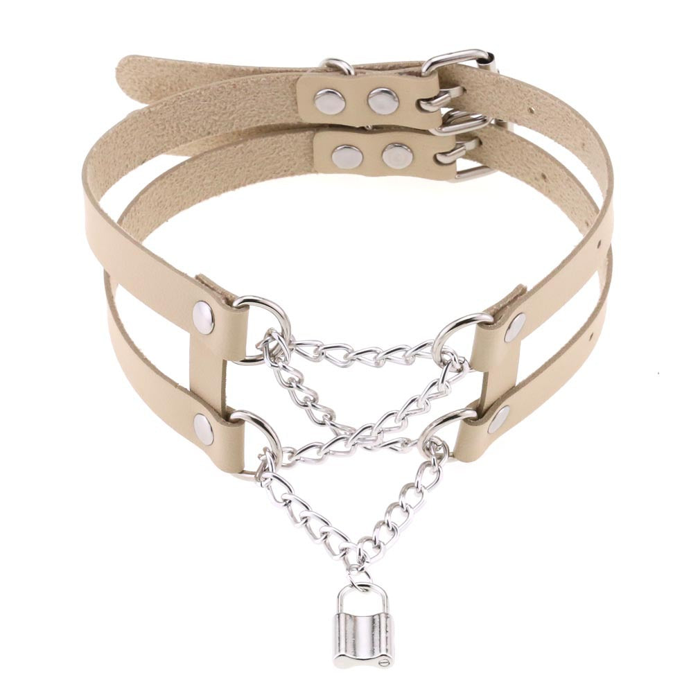 Temperament Double Row Line Chain Brain Teaser Neckband Sexy Lock Necklaces