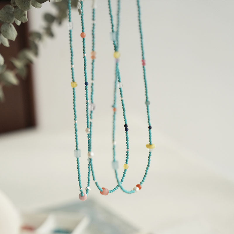 Women's Chinese Style Natural Turquoise Dopamine Summer High-grade Clavicle Chain Necklace