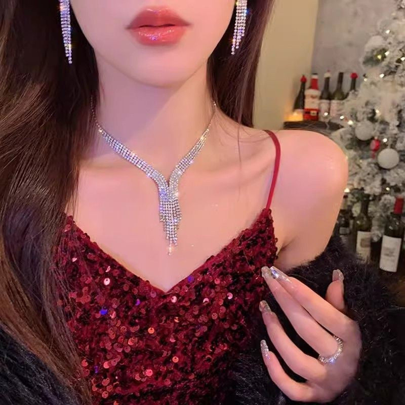 Kit Zircon Wings Water Drop Wedding Dinner Party Formal Jewelry Set
