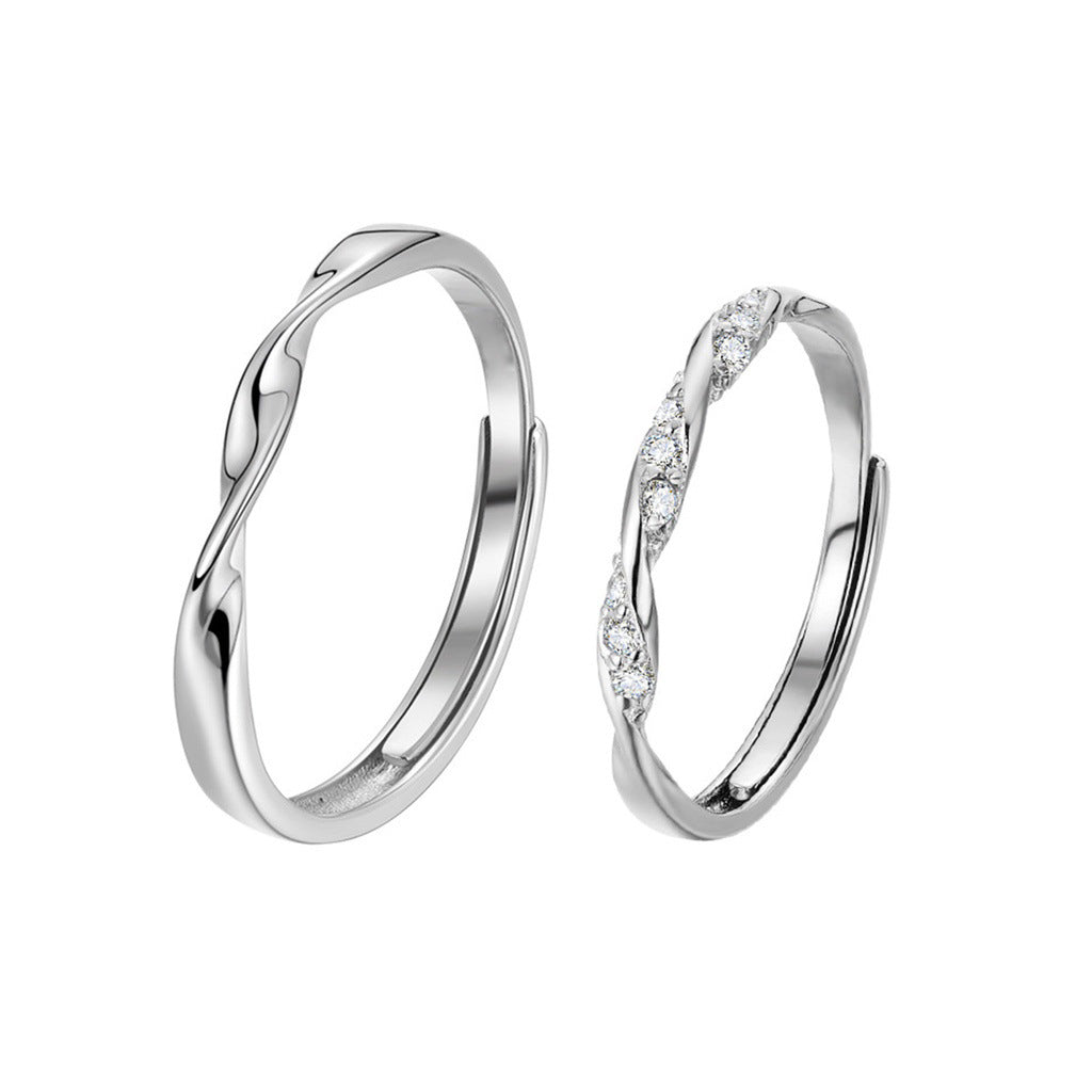 Women's & Men's Mobius Strip Couple Fashion Copper Inlaid Zircon Rings