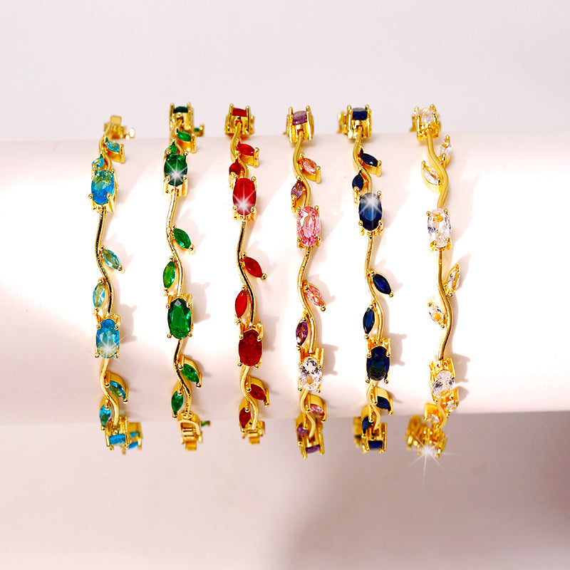 Horse Eye Zircon Gold-plated Copper Female Light Luxury Minority Style Bracelet