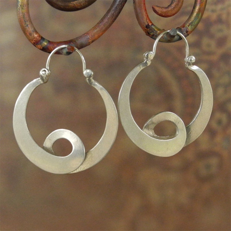 Gypsy Spiral Design Ear Vintage Geometric Earrings