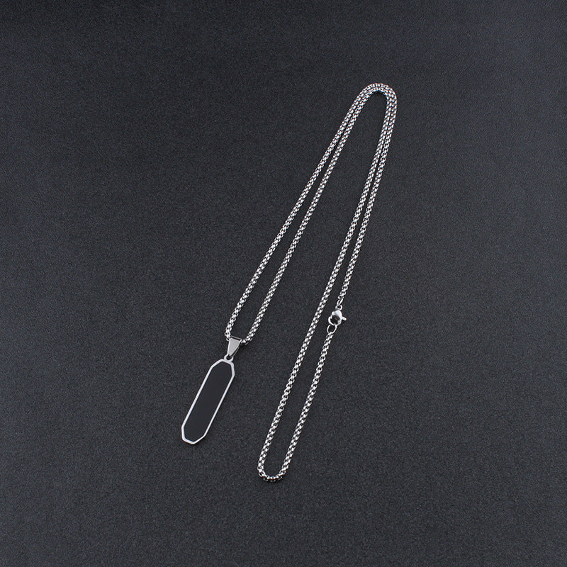 Men's Geometric Titanium Steel Black Drop Oil Strip Necklaces