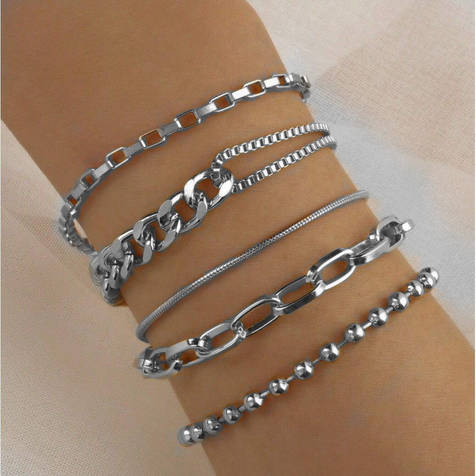 Multiple Mix Match Combination Metal Chain Bracelets