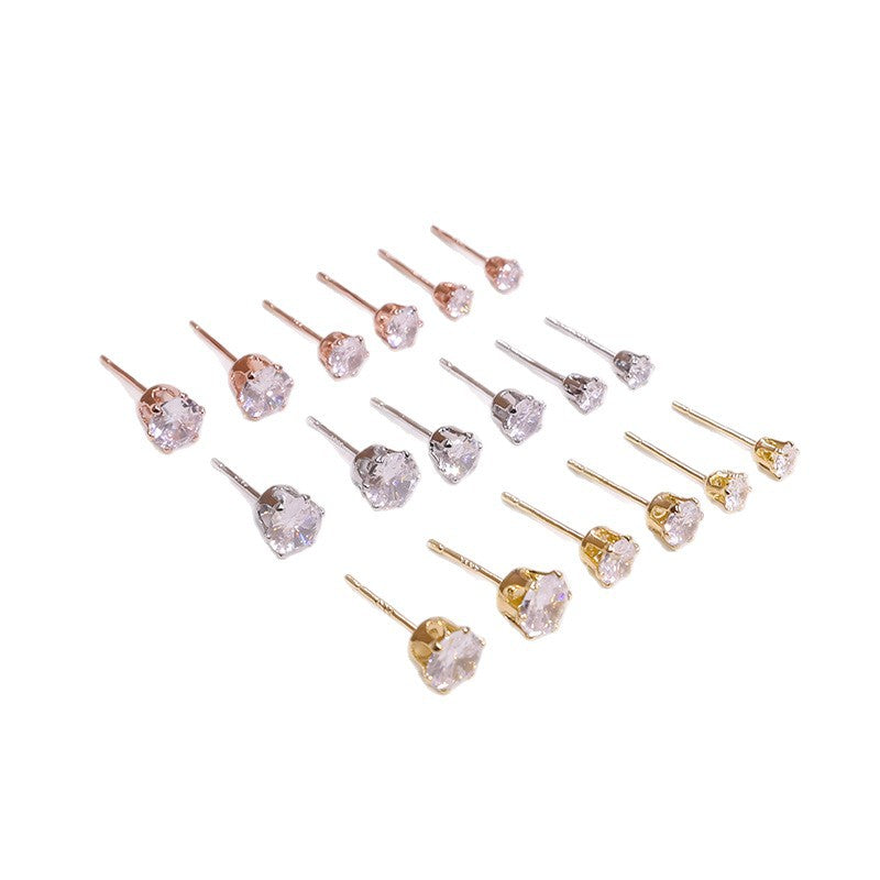 Sier Needle Zircon Temperament Small Ear Light Luxury Rings