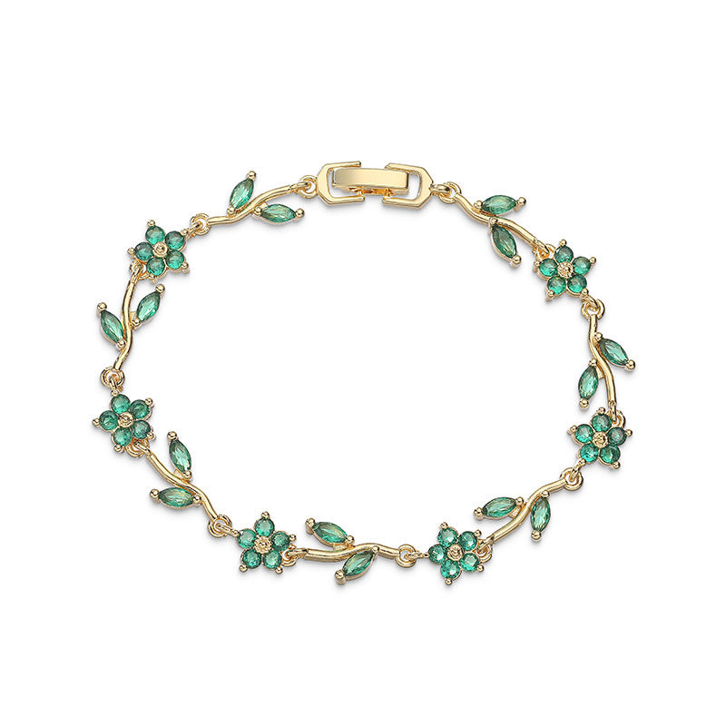 Tulip Colorful Crystals Gem Flower Light Bracelet