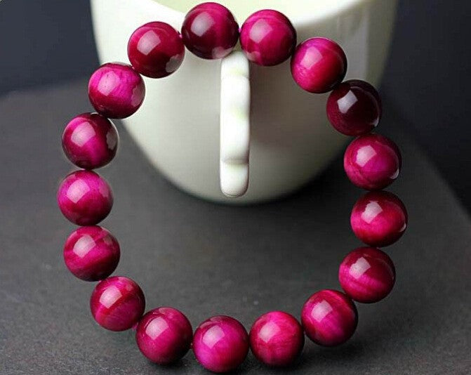 Women's Natural Pink Crystal Agate Tiger Eye Bracelet