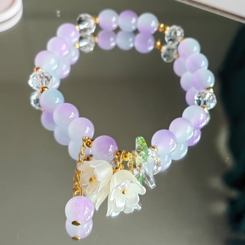 Two-color Lily Female Temperament Small Crystal Bracelet