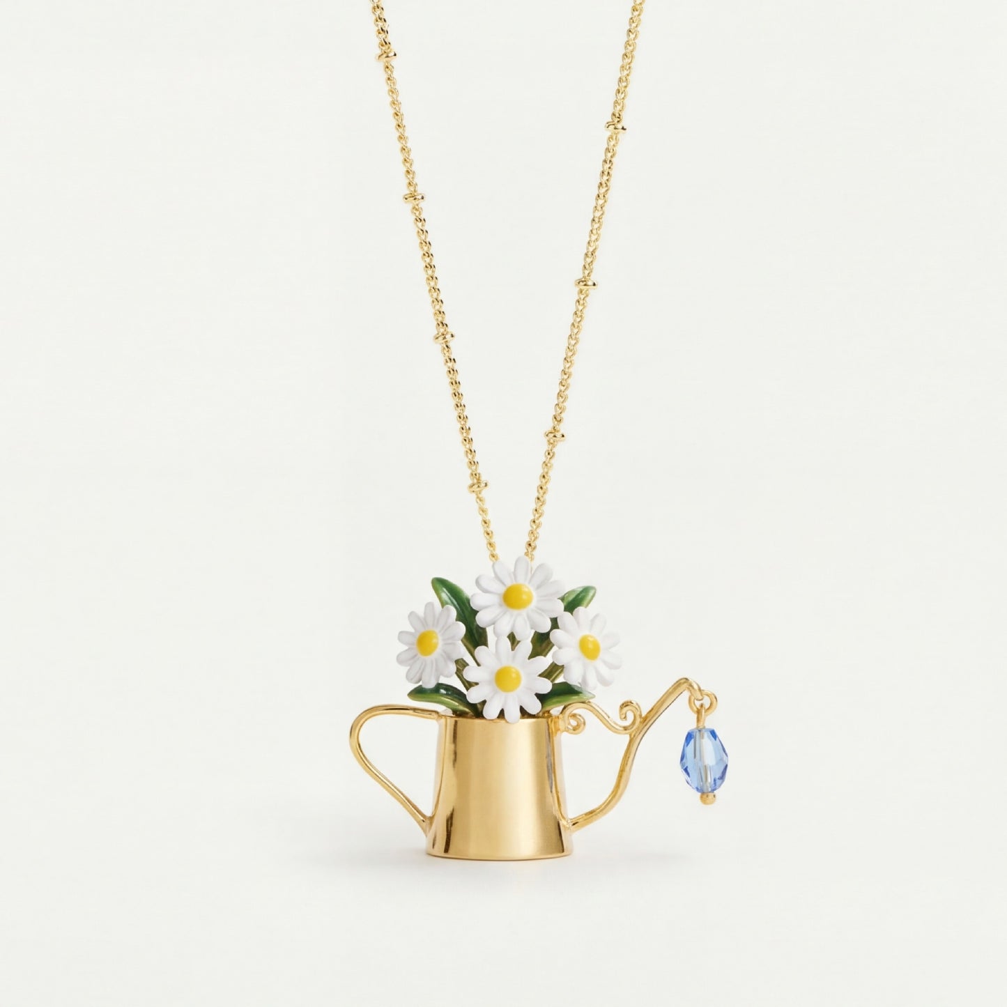 Spring Atmosphere Flower Fresh Pastoral Pot Shape Blue Minority Necklaces