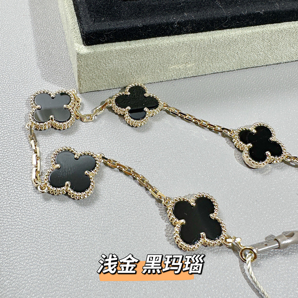 High Version Clover Pork Belly Female V Gold Gold-plated Rose Bracelet