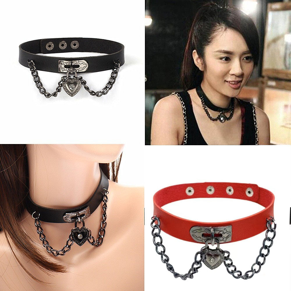 Dark Punk Love Leather Necklet Neckband Popular Style Collar