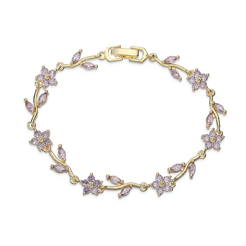 Tulip Colorful Crystals Gem Flower Light Bracelet