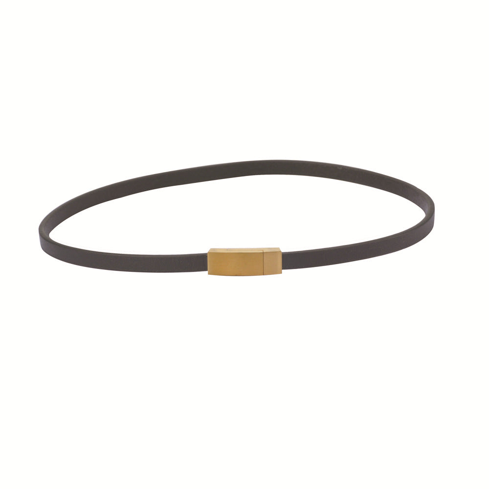 Design Titanium Steel Square Leather Rope Collar