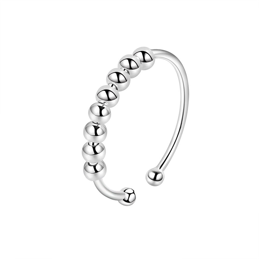 Women's Style Sterling Sier Rotatable Decompression Anxiety Rings