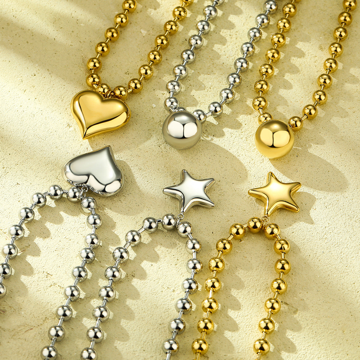 Fashion Big Five-pointed Star Love Stainless Necklaces