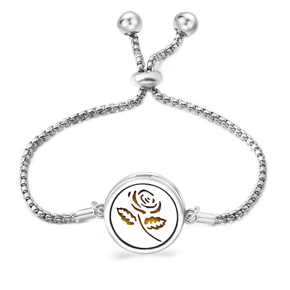 Fashion Angel Wings Box Essential Oil Diffuser Stainless Steel Adjustable Bracelet