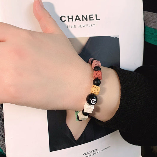 Women's & Men's Eight Dice Colorful Volcanic Stone Niche Bracelets