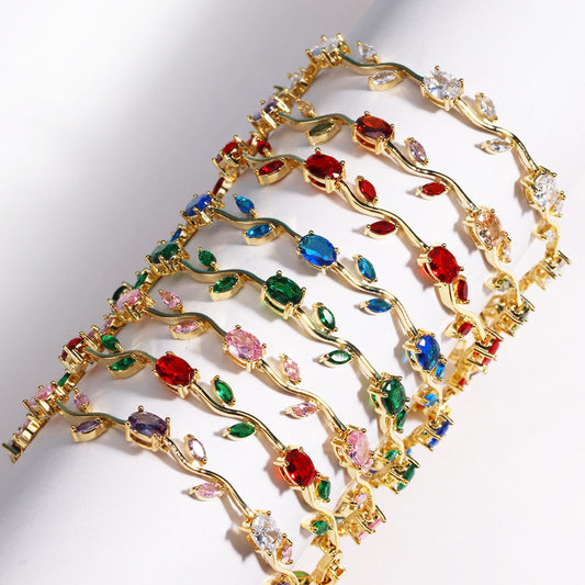 Temperament Wild Copper Color Zircon Branches Bracelet