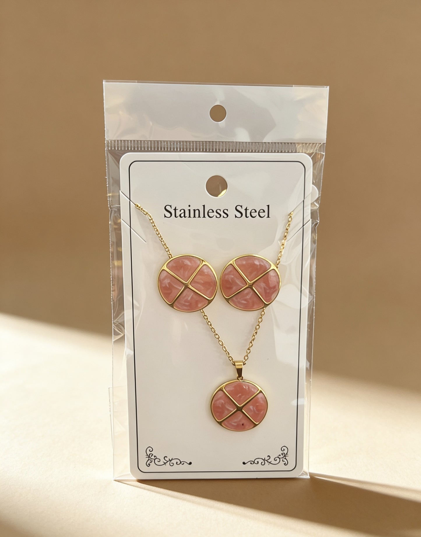 Flower Water Drops Glaze Personality Stainless Jewelry Set