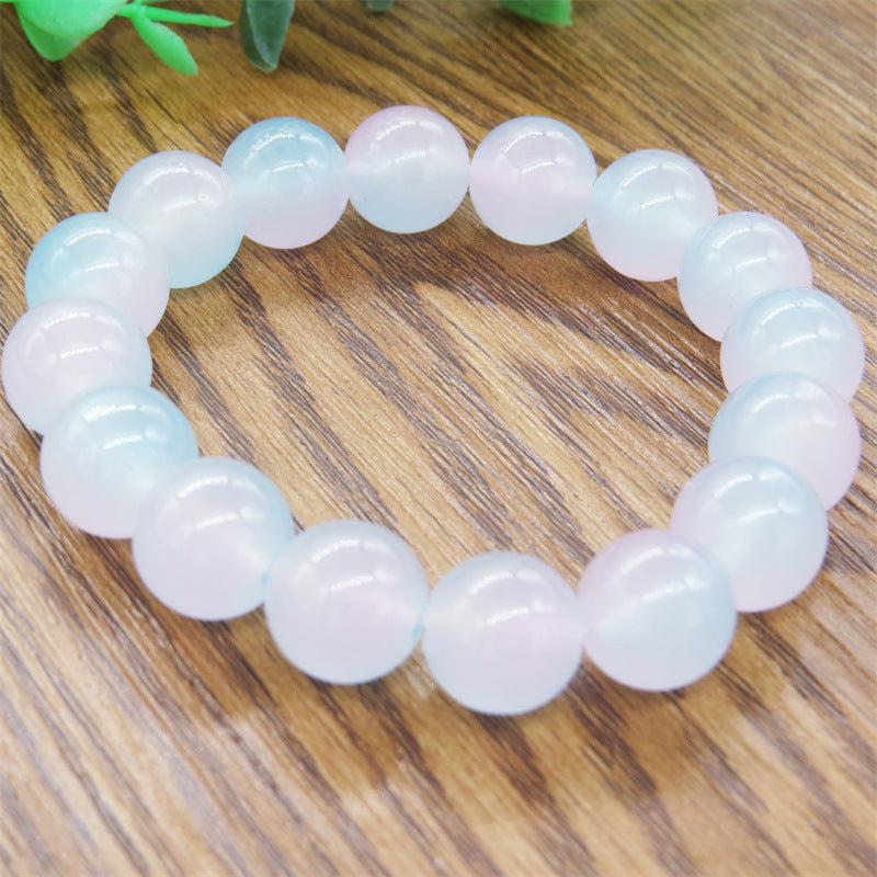 Transparent Pink White Jade Pliable Temperament Bracelets