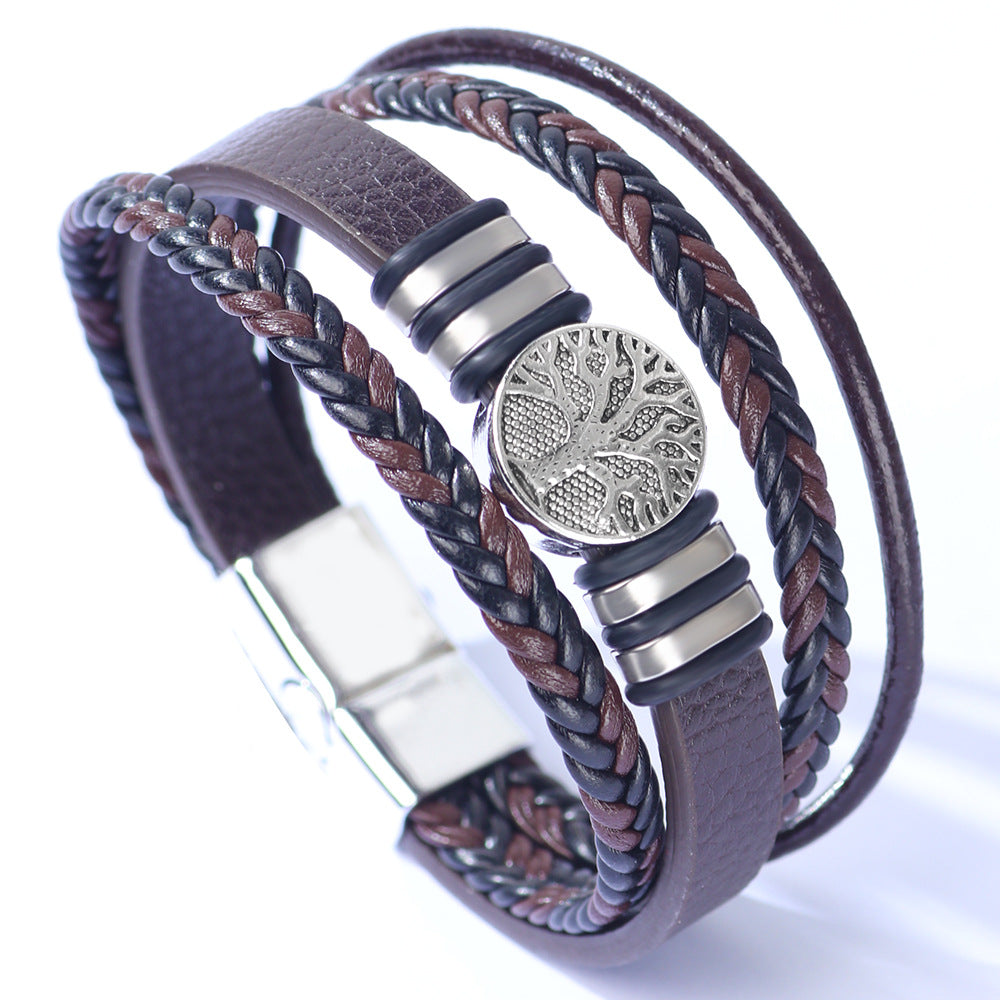 Leather Personality Versatile Woven Lucky Tree Bracelets