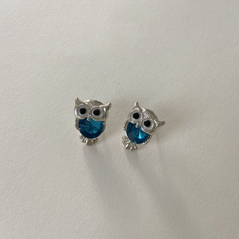 Fashion Owl Animal Color Zircon Personality Earrings