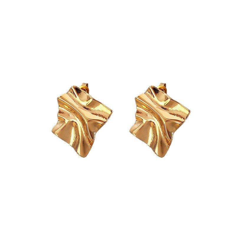 Pleated Quality Titanium Steel Gold-plated Cold Rings