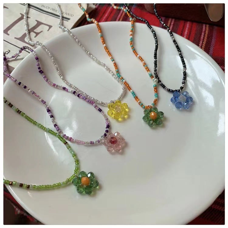 Summer Beaded Flower Female Niche Advanced Design Sense Clavicle Chain Necklaces