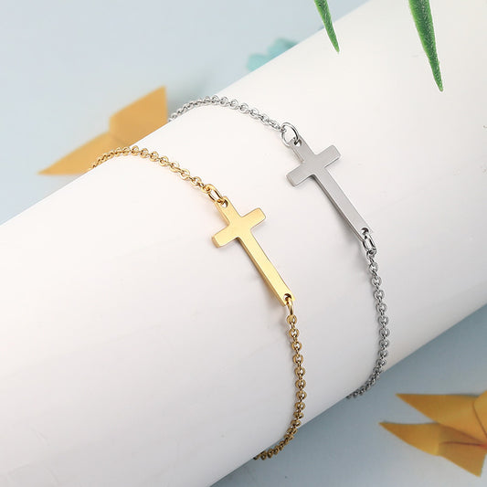 Creative Stainless Steel Simple Cross Niche Necklace