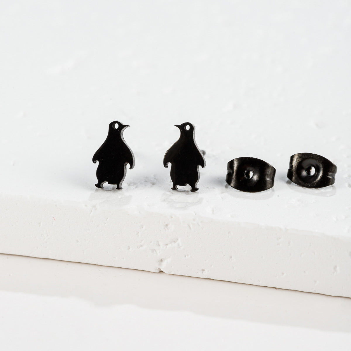 Stainless Steel Goldfish Bird Ear Design Ghost Skull Stud Earrings